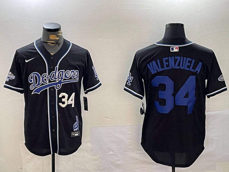 Men Los Angeles Dodgers #34 Valenzuela Black Game 2024 Nike MLB Jersey style 12024